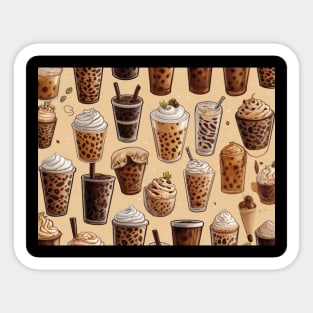 Ice Coffee Pattern Vintage Since Established Retro Sticker